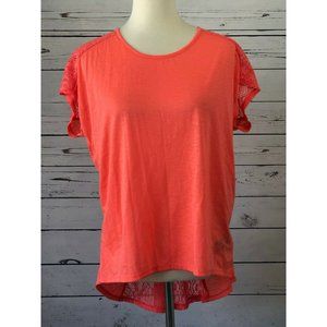 Forever 21 Tunic‎ Top Shirt Small Coral Orange Sexy Eyelet Short Sleeve Y2K NWT